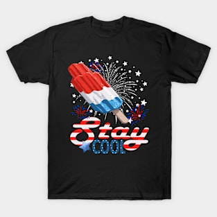 Stay Cool 4th July Popsicle Shirt Boys Men USA Flag American T-Shirt